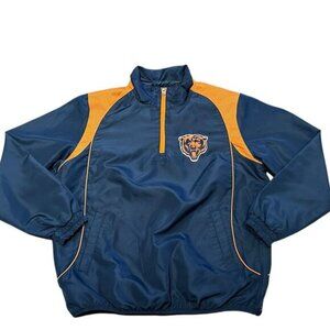 NFL Chicago Bears Mens Size Medium Quarter Zip Pullover Navy and Orange